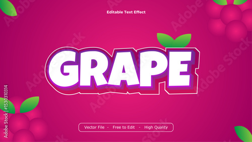Grape Text Effects Vector Design with Purple Background