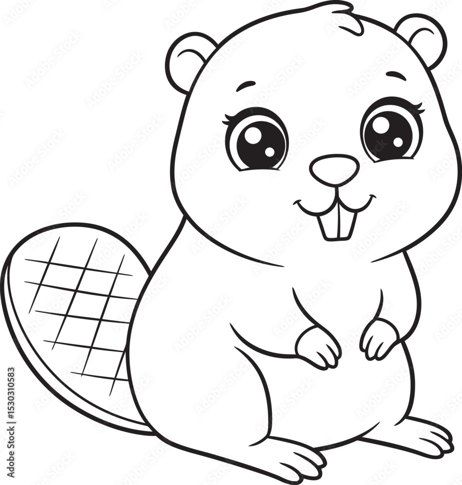 Obraz premium Beaver Outline for Coloring pages white color background