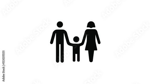 Family Icon: Simple Illustration of Parents and Child - Perfect for Website, App, or Presentation