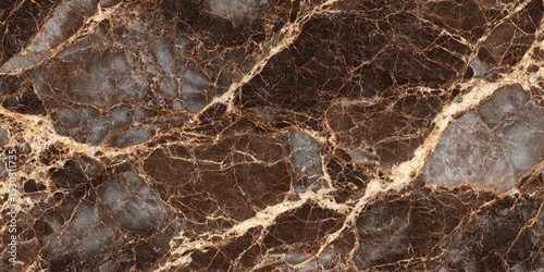 Dark brown marble with gold veins