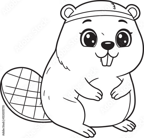 Beaver Outline for Coloring pages white color background
