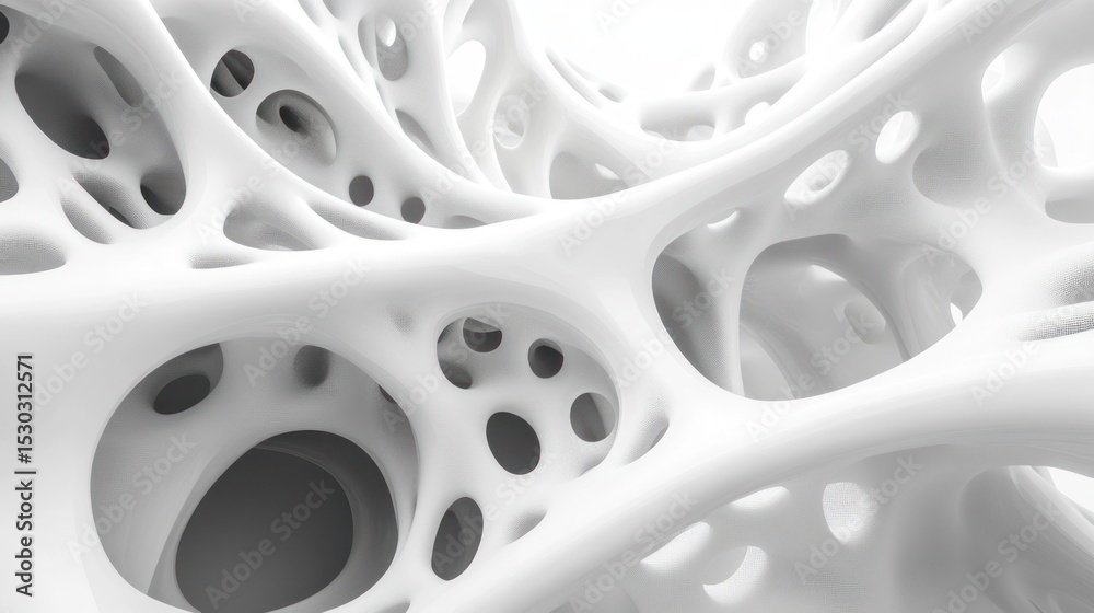 Abstract White Organic Structure: A 3D Render of Intricate, Interconnected Forms Abstract White Organic Structure: A 3D Render of Intricate, Interconnected Forms