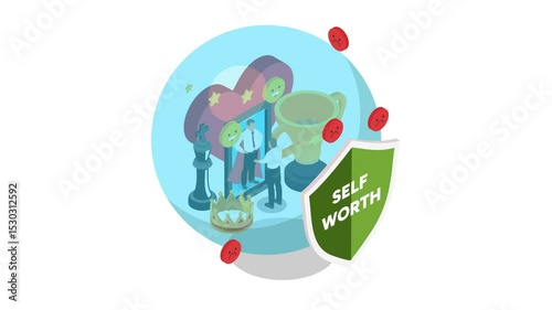 Self-Worth and Personal Empowerment 3d animation cartoon