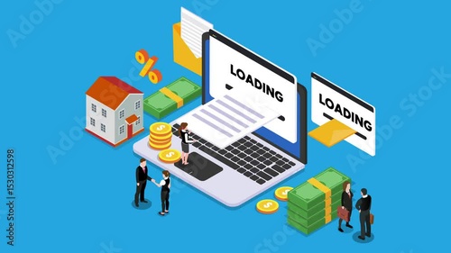 Online Loan Application and Digital Banking 3d animation cartoon