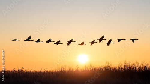 birds on sunset