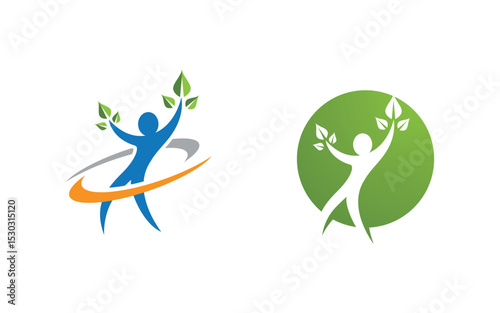 Healthy life Human fit sport logo sign illustration v.279