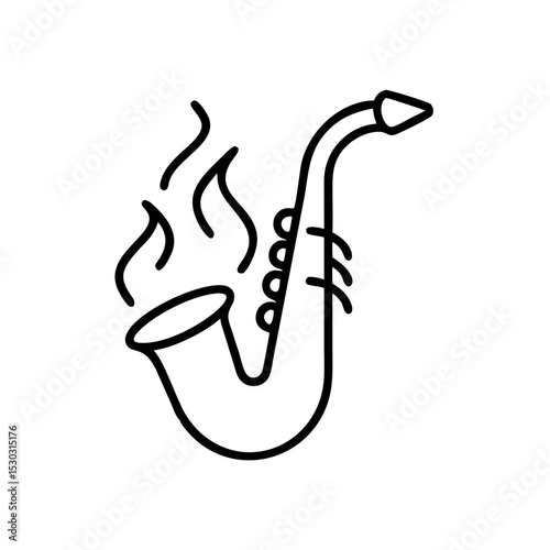 Saxophone on fire icon, passionate jazz performance symbol