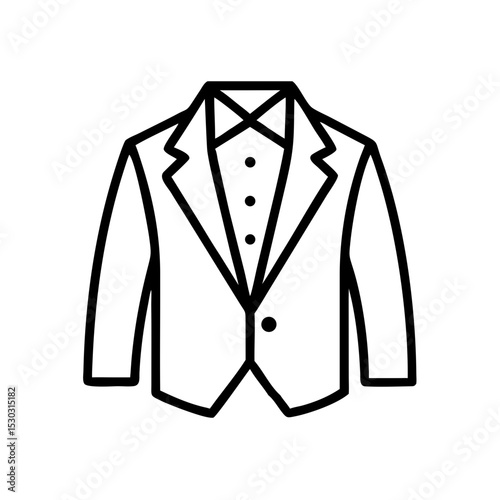 Tuxedo icon in outline style, formal wear concept for jazz occasions