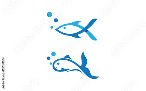 Fish Logo icon illustration Logo template design v.4
