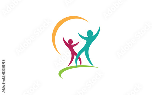 Human care adoption group network and social logo design vv.151