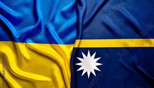 ナウルの国旗とウクライナの国旗。(Nauru flag and Ukraine flag.)
