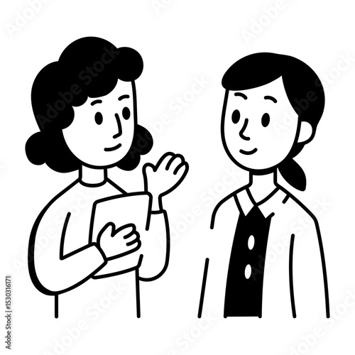 An icon showing communication between employees 