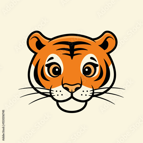 Cute Tiger Head cartoon illustration, kid storybook style illustration