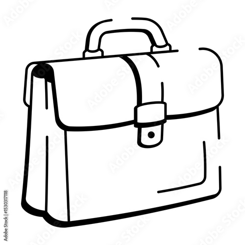 An icon of office bag designed in doodle style