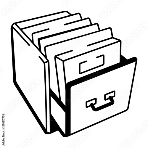 A sketchy style icon showing a file drawer cabinet