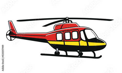 Helicopter on scenic flight at sunrise