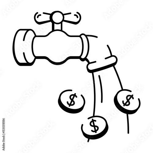 A hand drawn style icon depicting cash flow 