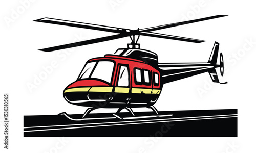 Helicopter on scenic flight at sunrise