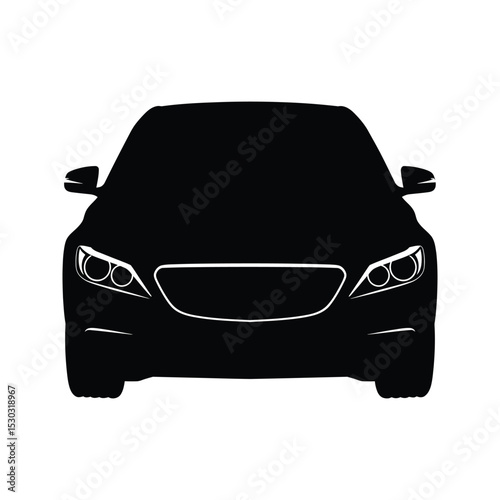 Black silhouette of a modern car front view