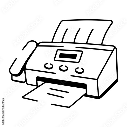 Doodle style icon showing a fax machine 