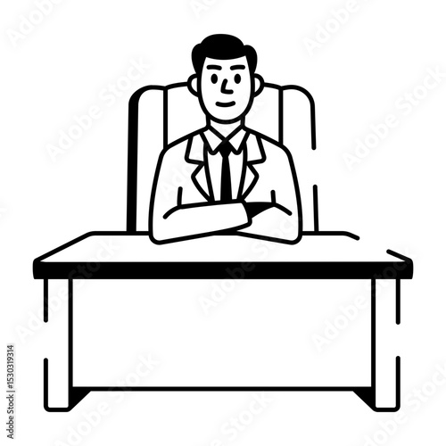Doodle style icon of confident ceo of a company 
