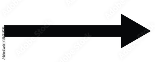 Straight black long arrow vector icon isolated on white background