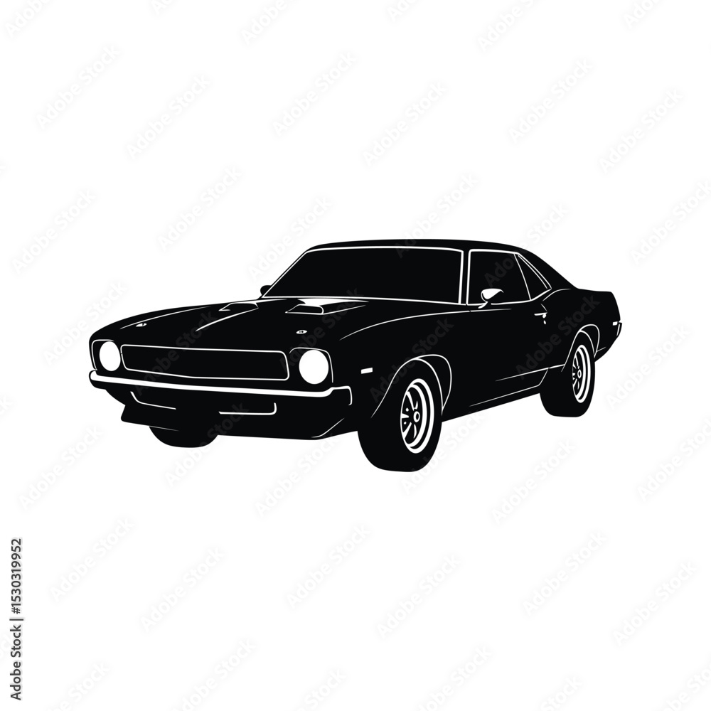 Fototapeta premium Classic american muscle car silhouette illustration