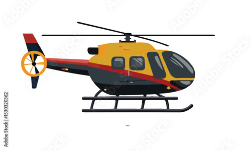 Helicopter on scenic flight at sunrise