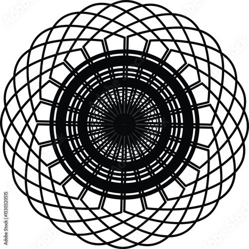 Fototapeta Naklejka Na Ścianę i Meble -  black and white mandala design on white background. 