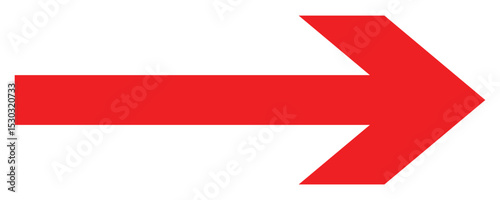 Red arrow icon. Straight long left vector arrow icon. Red large forward or right pointing solid long arrow icon sketched as vector symbol illustration, eps 10