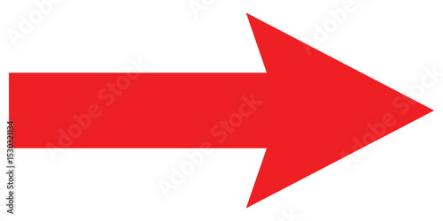 Red arrow icon. A bold red arrow icon pointing to the right, symbolizing direction, guidance, and movement isolated on white background. Vector EPS 10