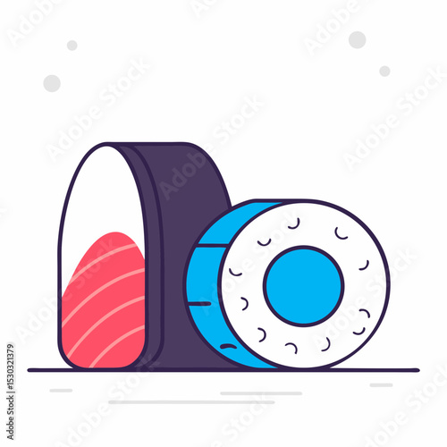 Illustration of two pieces of sushi with different fillings