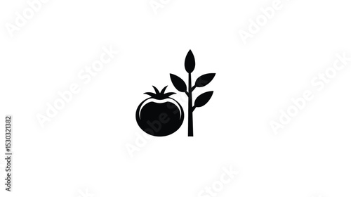 Tomato Plant Silhouette: Simple Vector Graphic for Agriculture, Food, and Farming