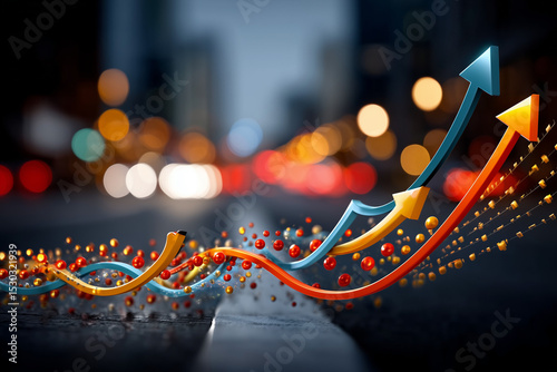 rising chart with bright lights and bokeh—visualizing growth, success, and financial progress, 