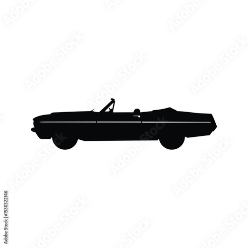 Classic american convertible car silhouette illustration