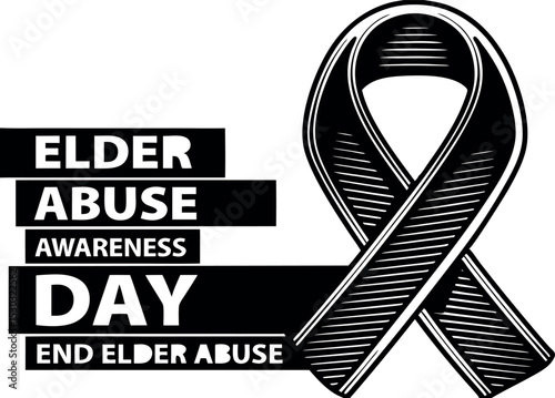 Elder Abuse Awareness Day Graphic with Black Ribbon and Bold Text

