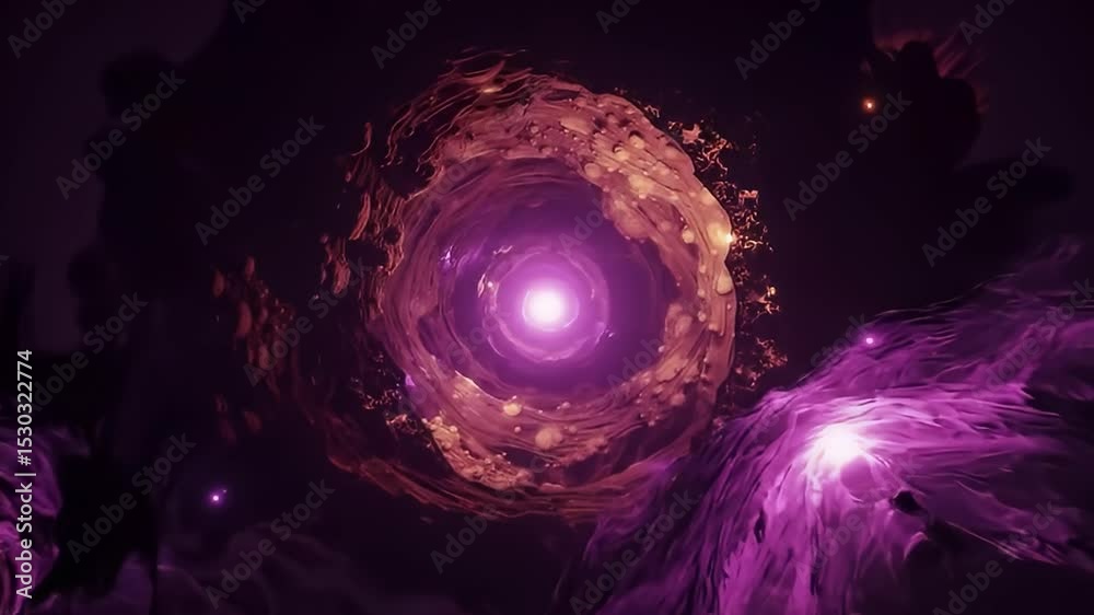 Vortex Swirls in the Cosmos, Representing Abstract Nebula, with glowing light, rendering, and science fiction concept.