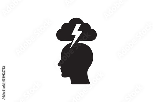Brainstorm icon silhouette vector with white background
