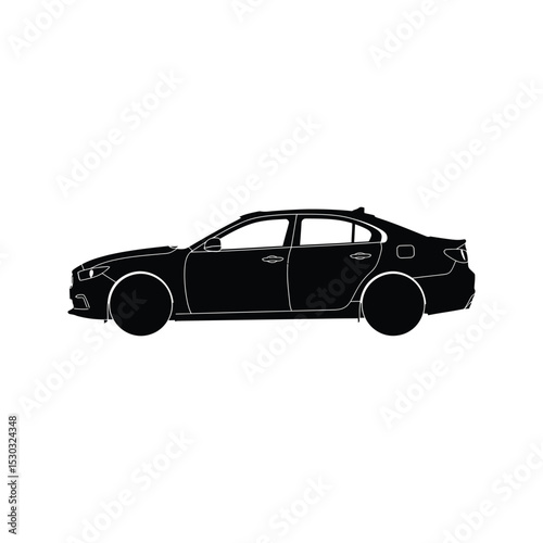 Black silhouette of a modern sedan car