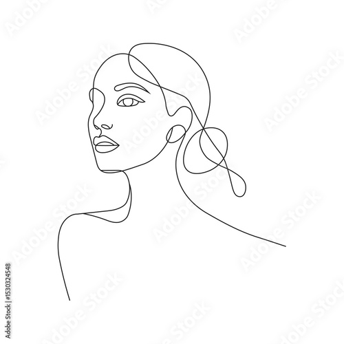 Woman face line art vector illustration 
