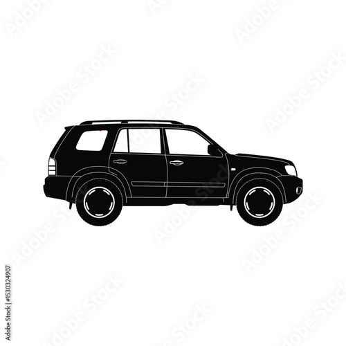 Black suv side profile illustration vector graphic