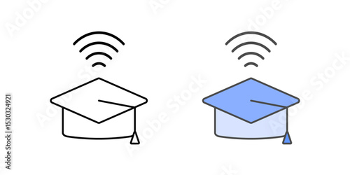 Graduation cap icon with intelligent signal lines, symbolizing smart learning technologies enhancing student success and educational outcomes.