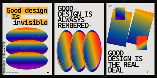 Vibrant poster cards with abstract art and a trendy design theme. Modern design with the laws of design