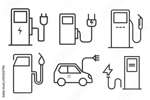 Gas Station and Fuel Pump Icon Set for Web Design, Mobile Apps, Navigation Interfaces and Location Services