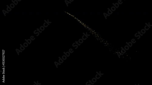 Abstract particle magic tail golden sparkling glitter infinity light star dust trail loop Animation video with alpha channel. glowing gold stars on transparent background overlay design element