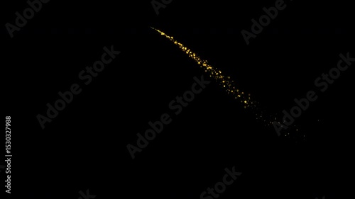 Abstract particle magic tail golden sparkling glitter infinity light star dust trail loop Animation video with alpha channel. glowing gold stars on transparent background overlay design element