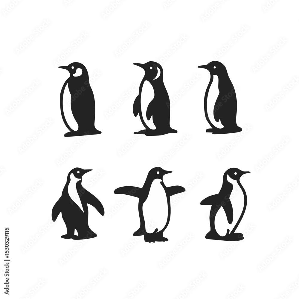 Fototapeta premium penguins icon set, penguins on a white background,penguins logo collection