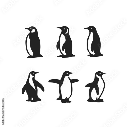 penguins icon set, penguins on a white background,penguins logo collection 