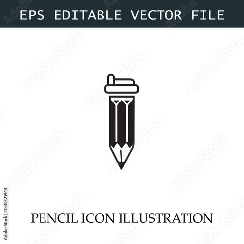Pencil Icon Black and White Vector Design Image Illustration
