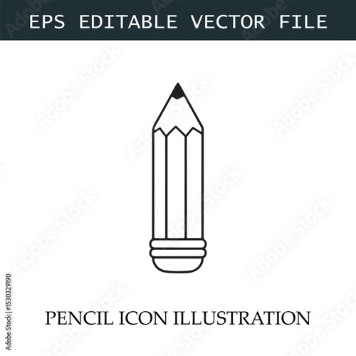 Pencil Icon Black and White Vector Design Image Illustration
